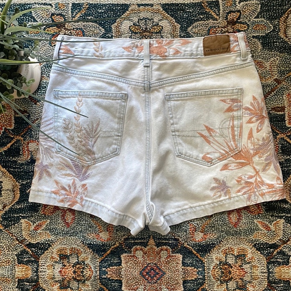 American Eagle Outfitters Embroidered High Rise “Mom”Jean Shorts - Picture 2 of 8